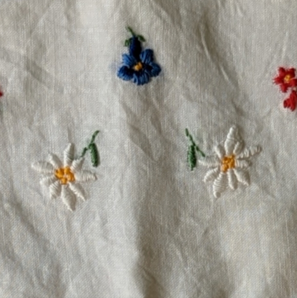 Vintage Baby Bib Collar with Embroidered Flowers - Picture 4 of 4